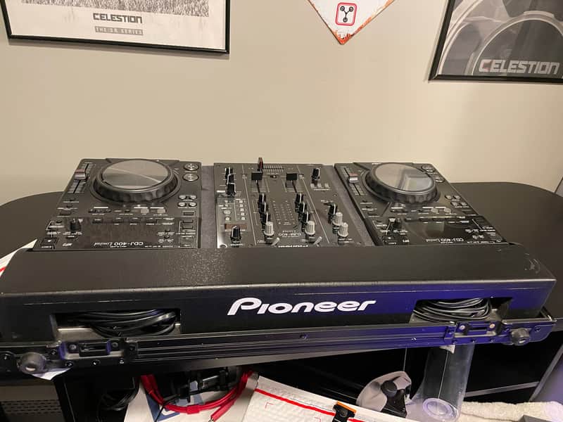 Pioneer DJ DJM-400 & CDJ-400 Pair Limited Black Blue + Custom Case