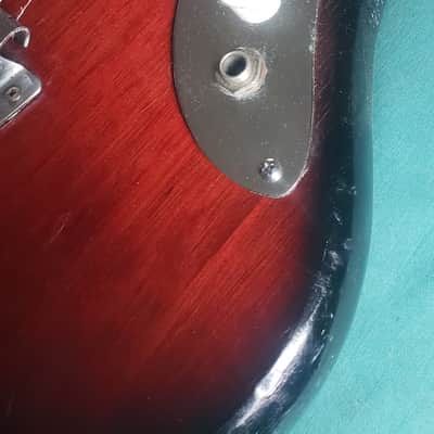 Vintage 60s Japan Teisco Bobcat Solid Single Coil Electric Guitar Red Black image 3