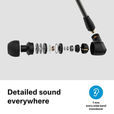 Sennheiser IE 300 Audiophile In-Ear Headphones, Sound Isolating with XWB Transducers, Balanced Sound, Detachable Cable, Flexible Ear Hooks, 2-Year Warranty, Black image 2