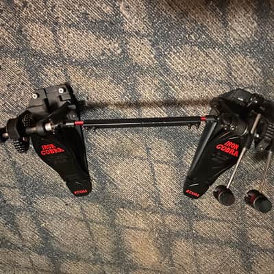 Tama Iron Cobra 600 25th Anniversary double kick pedal red and black image 4