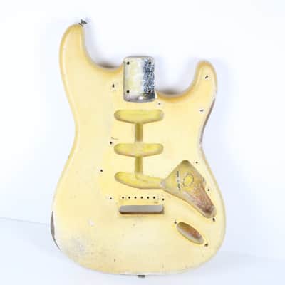 RARE 1963 Vintage Fender Stratocaster BODY 4-Bolt Refinished White/Blonde (Original Sunburst Finish) Strat USA 1960s L-Series Pre-CBS image 1
