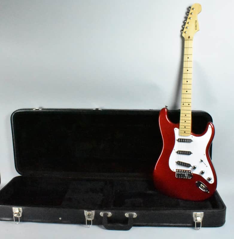 1980's Schecter "Strat" Style Electric Guitar Candy Apple Red w/HSC image 1