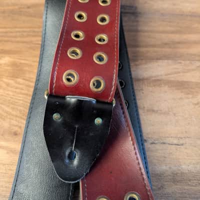 Unbranded Vintage Studded Guitar Strap 2" 1980s Red Cool Strap! image 3