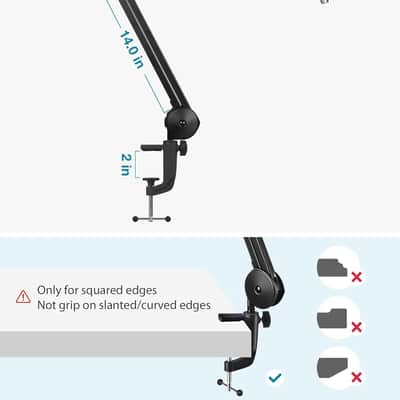 Microphone Arm Stand, Heavy Duty Mic Arm Microphone Stand Suspension Scissor Boom Stands With Mic Clip And Cable Ties For Snowball Hyper X Quadcast Solocast Fifine Gaming (Medium) image 4