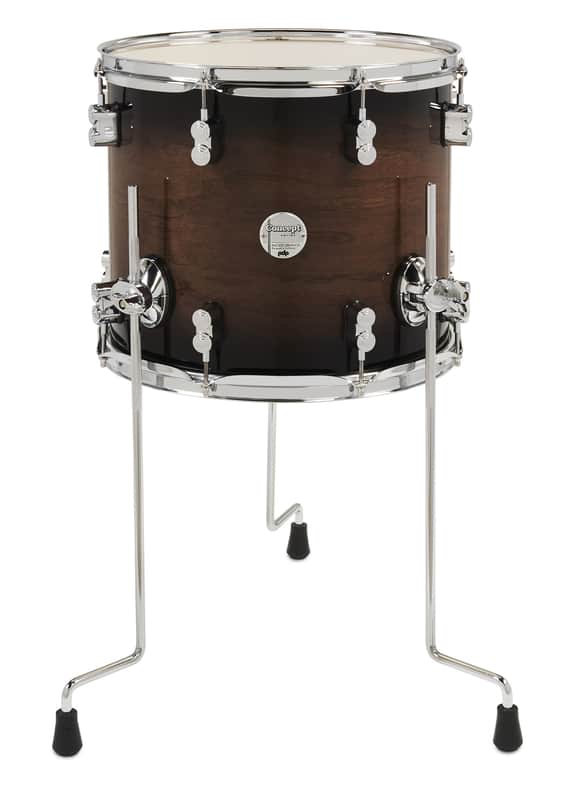PDP Concept Series Maple Exotic Floor Tom, 12x14, Walnut to Charcoal Burst w/Chrome Hardware image 1