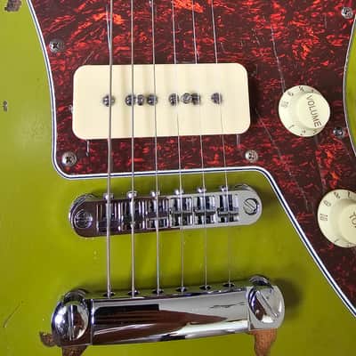 Custom Jazzmaster green electric guitar relic with P90 pickups 2026 image 4