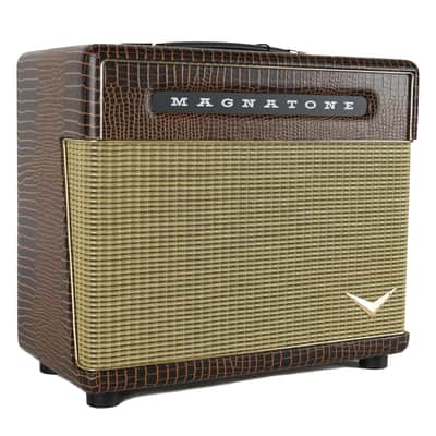 New Magnatone Baby M-80 Combo Brown French Alligator Tolex / Gold Stripe Grill #8783 image 4