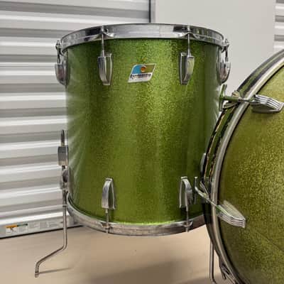 Vintage Ludwig 3-ply 13, 16, 24 - ORIGINAL Green Sparkle drum set image 3