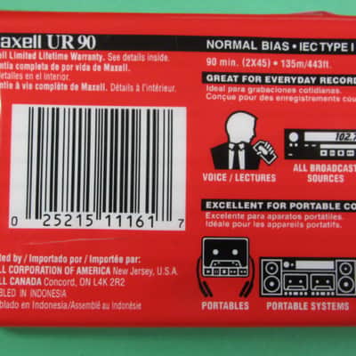 Maxell UR90 C-90 90 Minute Cassette Audio Tape - 1 piece + $1 Ship image 2