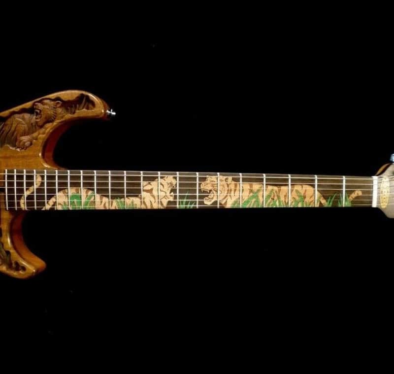 Blueberry Guitar Handmade Electric Guitar Tiger Motif 2022 - Hand Carved & Hand Made image 1