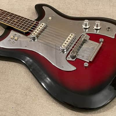 1960’s Unbranded Sekova Mentor 12 String Guitar Variant Redburst Hockey Stick Headstock Electric XII MIJ Japan Rare / VIDEO image 7