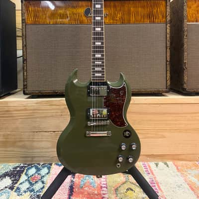 Gibson CME Exclusive SG Standard with T-Type Pickups, Tortoise Pickguard 2018 - Olive Drab image 15