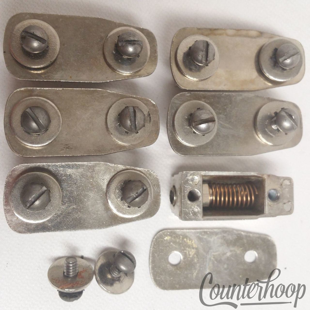 Leedy 6x Beavertail Tom/Snare Drum Lugs Nickel Metal Washer Elkhart USA 40s-50s — main photograph