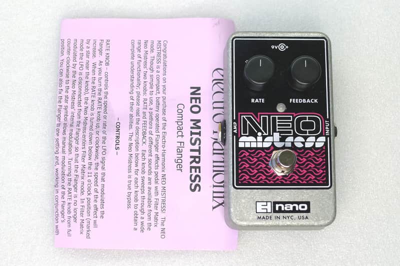 Electro-Harmonix EHX Neo Mistress Flanger EH Nano Guitar Effect Pedal NEVER MOUNTED with Manual image 1