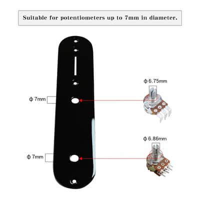 Tele Electric Guitar Control Plate Stainless Steel Two Control-Knob Holes Control Plate With 7Mm Diameter Pot Holes Compatible With Most Teleocaster Tele Guitar Replacement Parts Black image 2