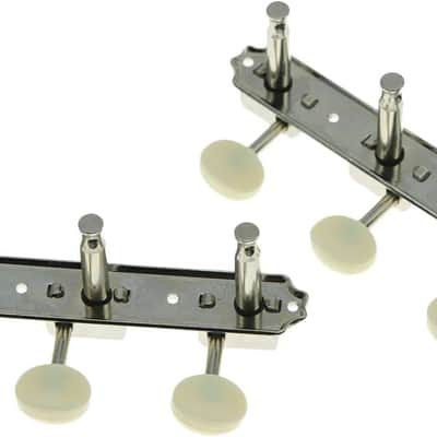 Nickel w/Aged White 3 per side 3x3 on a Plate Vintage Guitar Tuning Keys for Epi LP JR image 6