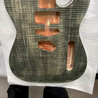HSS Guitar Mahogany Wood Telecaster Tele Style Body with Veneer Tiger Maple Top image 4