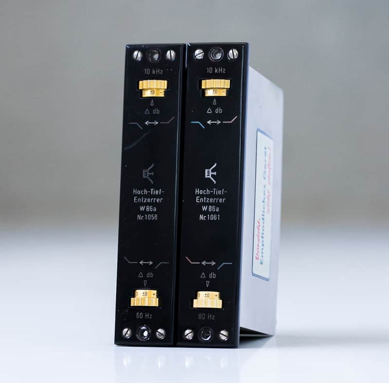 Eckmiller W86a passive EQ x 2 with close numbers and I/O cables, found in early Telefunken / Siemens / Neumann mixers. image 1