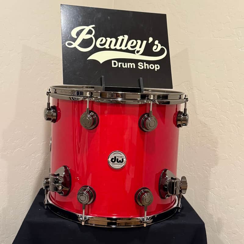 Immagine DW Collector's SSC Maple 12x14 Floor Tom in Blood Red Gloss Lacquer with Black Nickel Hardware (Rm4) - 1