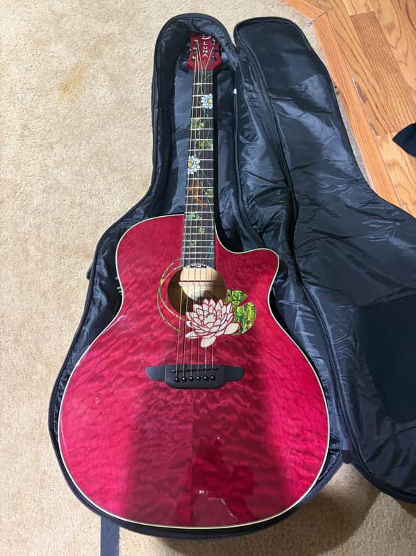 Luna Flora Lotus Grand Auditorium Cutaway Acoustic-Electric Guitar