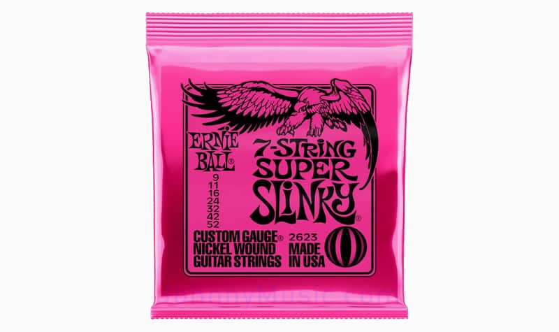 Super Slinky 7-String Nickel Wound Electric Guitar Strings 9-52 Gauge Set - Ni-plated wrap over hex-shape steel core; specially tempered tin-pltd plains image 1