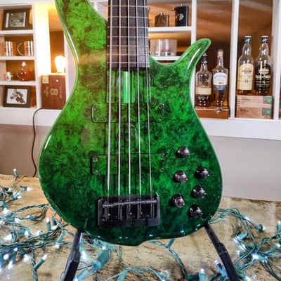 F Bass BN5 Burled Maple Top with Matching Headstock, Transparent Fade Green Gloss! image 1