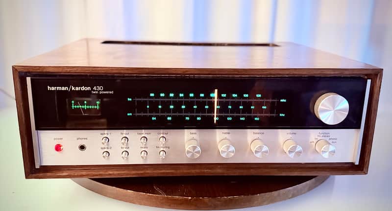 🎶✨ Harman Kardon 430 “Twin Powered” Vintage Stereo Receiver w/ NEW Walnut Wood Case — Serviced/Cleaned, LED Dial, Tested & Working image 1
