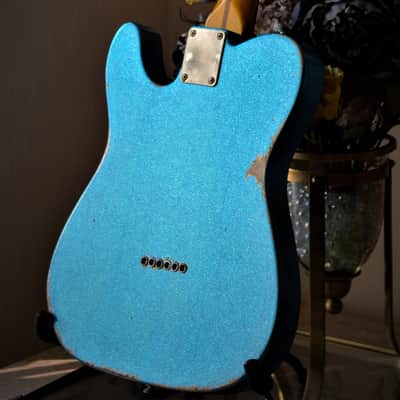 American Fender Custom Telecaster Nitro Heavy Relic Blue Sparkle image 15