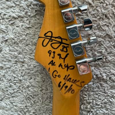 Fender Standard Stratocaster 2002 MIM HSS Agave Blue Frank Thomas Signed Guitar image 6