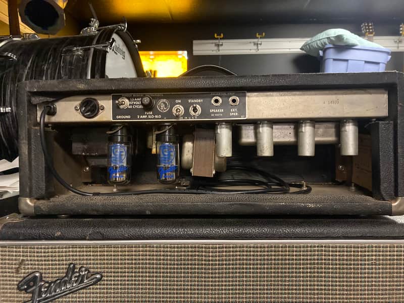Fender Bassman 2-Channel 50-Watt Guitar Amp Head 1964 - 1967 - Black Panel image 1