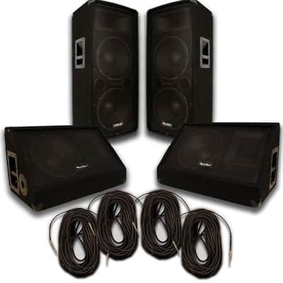 Pair Dual 12" Speakers~Pair 12" Monitors~4 Cables~PA/DJ image 1