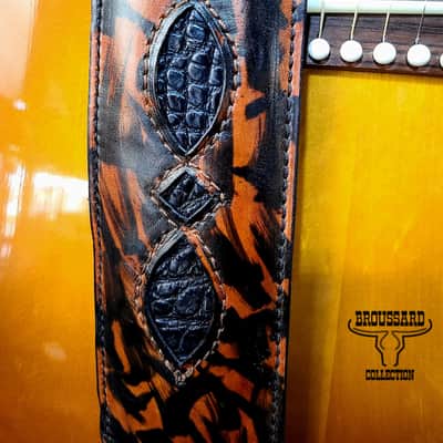 The Backwater- Handcrafted Full-Grain Leather Guitar Strap with Genuine Louisiana Alligator image 2