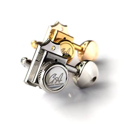 LEFT HANDED Guitar Anatomy Pro Locking Tuners – Vintage Machine Heads for Strat or Tele – 6 In Line – Gold image 3