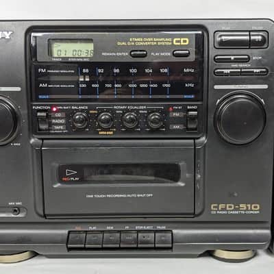 Vintage 90's Sony CFD-510 CD Radio Cassette Mega Bass Speaker Boombox w/ Detach Speakers image 4