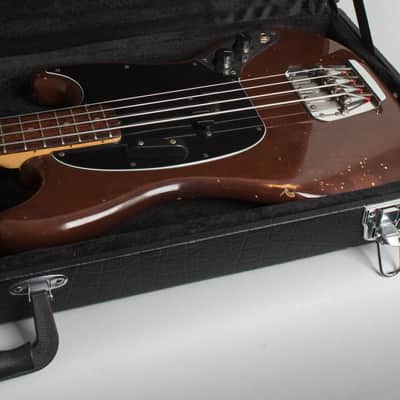 Fender  Mustang Solid Body Electric Bass Guitar (1975), ser. #551821, black tolex hard shell case. image 12