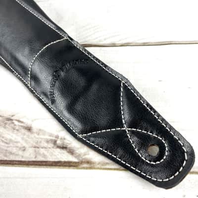 Walker and Williams C-22 Premium Black Signature Grain Leather 3" Wide Double Padded Guitar Strap For Acoustic, Electric, And Bass Guitars image 9