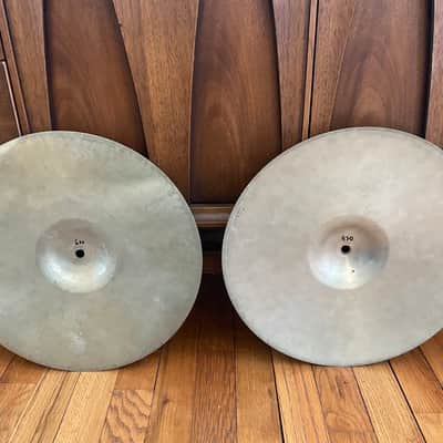 Stanople 14" Hi Hat Cymbal Pair 600g & 920g 1960's - silver/nickel image 4