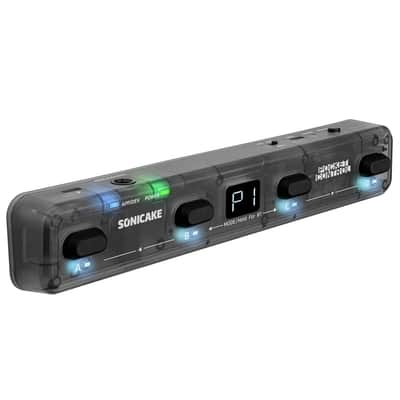 SONICAKE Pocket Control - MIDI Foot Controller, Wired/Wireless MIDI Transmission, USB Host, 4 Buttons BT Rechargeable Page Turner Pedal for Musician/Live Performance/Studio (Transparent Black) image 1