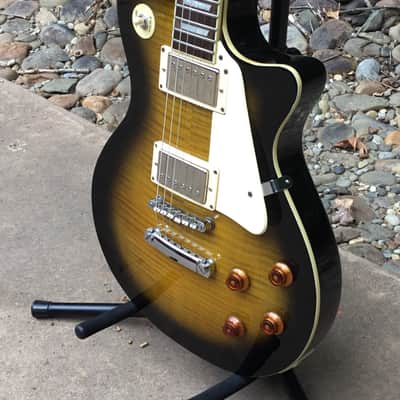 90s Tobacco Burst Samick Les Paul LS-450 Artist Series Electric Guitar with SKB-56 Hardshell Case image 2