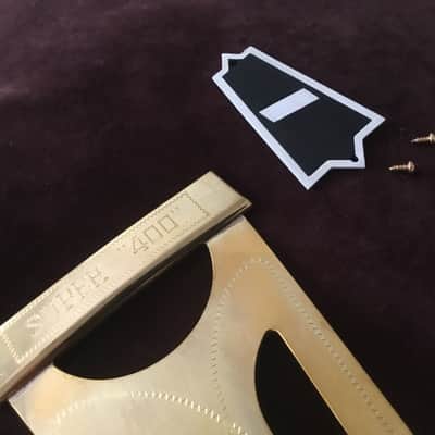 NOS-Gibson  Super 400 Exclusive Tailpiece  & Authentic Truss Rod Cover COMBO Late 80’s - Engraved Solid Brass with Super 400 semi-polished bound Truss Rod Cover. image 1