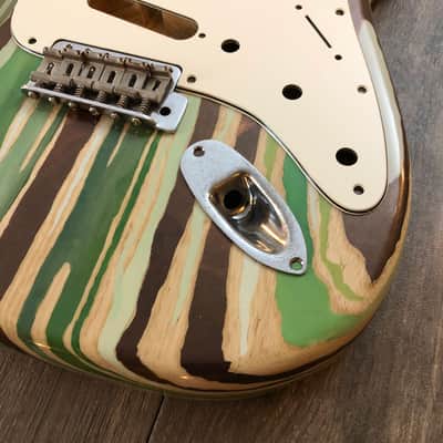 FRANCHIN Mercury guitar body Colorful Wood Grain Green Oil Paint and Bronze Metallic Leaf Swamp Ash S-type Made in Italy - Stock piece #03700918 image 6