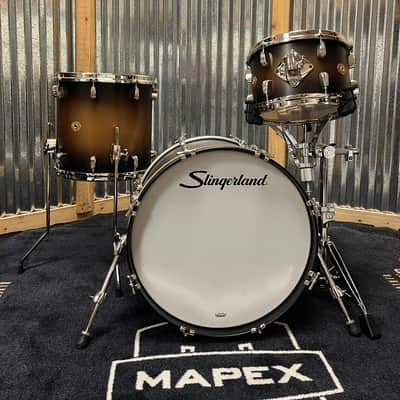 Slingerland Radio King 3-Piece Shell Pack SLKTLSK20N03BQ372 2025 to present - Black and Gold Lacquer image 1