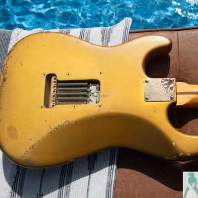 1981 Fender Gold on Gold Dan Smith Strat - Ultimate Road Worn Greenie MOJO Master - Pro Set Up w Perfect Frets/Action/Intonation! image 9