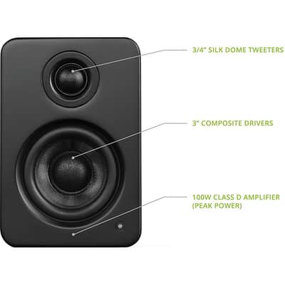 Kanto YU2MB Powered Desktop Speakers Onyx - Matte Black/Noir image 8
