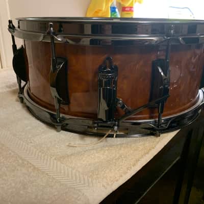 OCD Optimum Custom Drums 5.5x14 Birch/Mahogany shell Exotic Veneer High Gloss Finish Inde Throw Off image 3