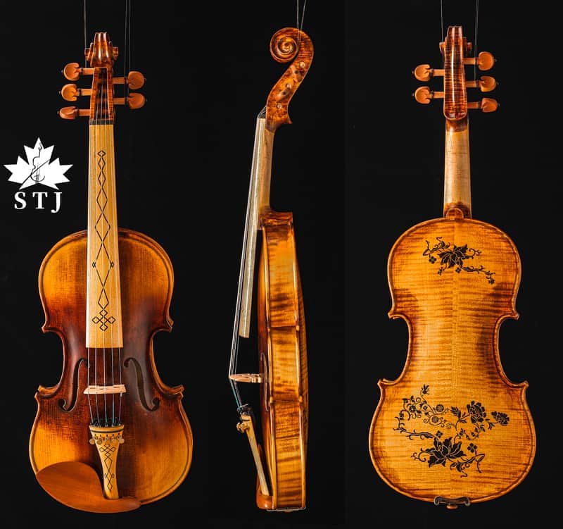 SONG Baroque 5 strings Violin 4/4 Full size, Flames maple back with Beautiful drawing, Great sound image 1