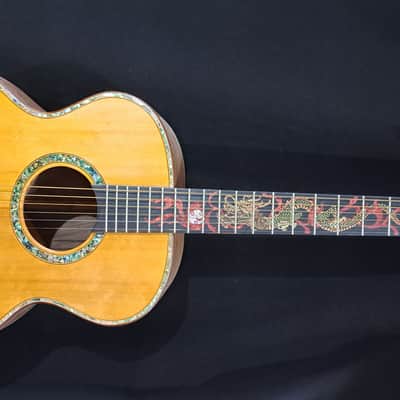Blueberry Handmade Acoustic Guitar Grand Concert Dragon Motif image 2