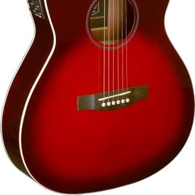 JN Guitars BES-ACE TRB Bessie Series Acoustic-Electric Auditorium, Solid Spruce Top, Red Burst image 2
