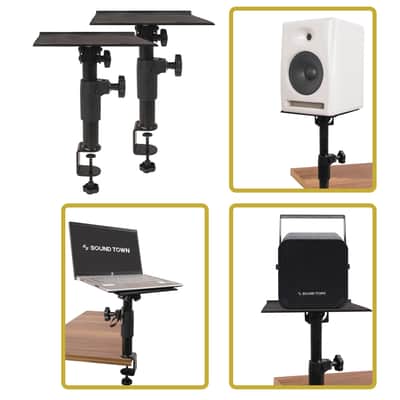 STSD-DCM-PAIR | 2-Pack Desktop Clamp-On Studio Monitor Speaker Stands with Horizontal/Vertical Speaker Orientation image 3