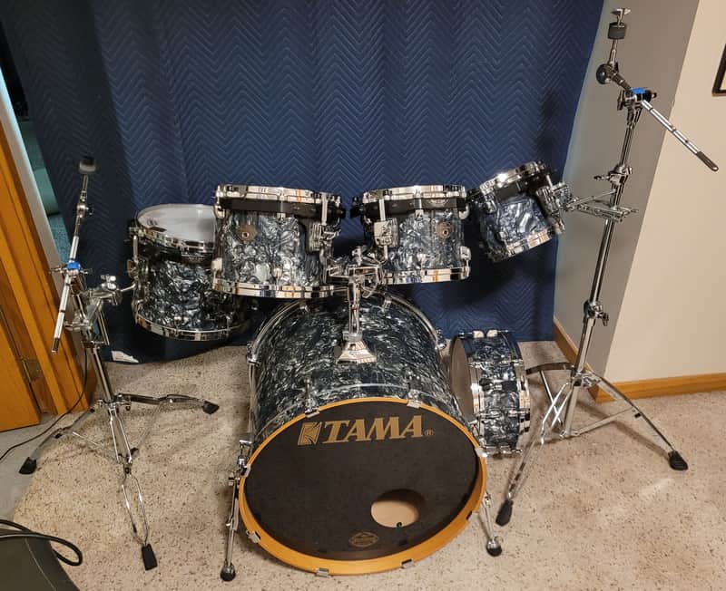 Tama Starclassic Kit 2000s Liquid Metal Birch Made in Japan MIJ Blue Swirl image 1
